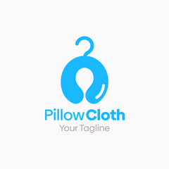 Illustration Vector Graphic Logo of Pillow Cloth. Merging Concepts of a Hanger Fashion and neck pillow Shape. Good for Fashion Industry, Business Laundry, Boutique, Garment, Tailor and etc