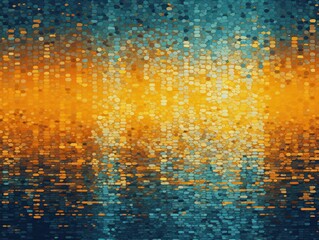 Yellow and orange abstract reflection dj background, in the style of pointillist seascapes