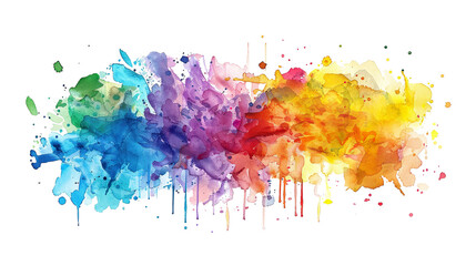Fototapeta premium 3D Abstract colorful rainbow color painting illustration - watercolor splashes, isolated on white background PNG