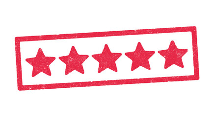 Vector illustration of Five stars rating in red ink stamp - 765512186