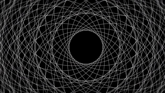 幾何学的な模様の回転する白い線が集まった円 ループ素材
Circle of rotating white lines in geometric pattern Loop material
