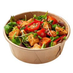 Paper bowl with food isolated on transparent background