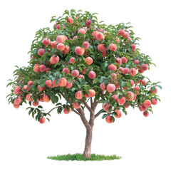 Peach tree isolated on transparent background