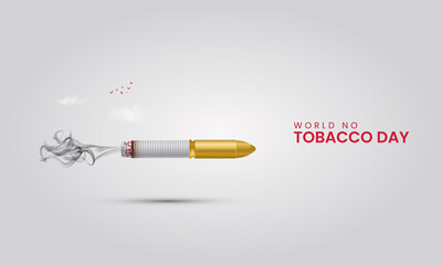 World No Tobacco Day, cigarette and bluet creative  concept design for no tobacco day.