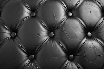 Square simple upholstery quilted background. Black leather texture sofa backdrop. 