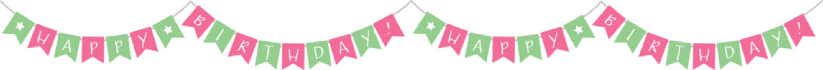 お誕生日のフラッグのラインイラスト