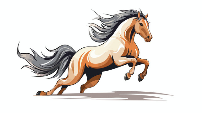 The jumping horse drawing of lines on a white background