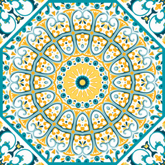 Indian floral paisley medallion pattern. Ethnic Mandala ornament. Vector Henna tattoo style. Can be used for textile, greeting card, coloring book, phone case print.