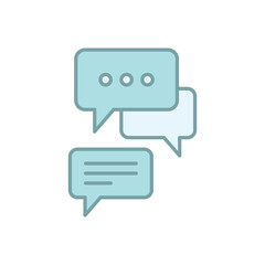 Blue Line Speech Bubble Call vector icon