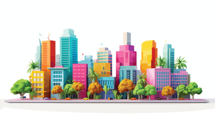 Obraz premium Three dimensional render of diorama of colorful city