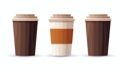 Three paper coffee cups Flat vector isolated on white