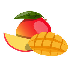 断面の見えるマンゴーのイラスト
