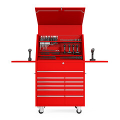Red Tools Cabinet Isolated