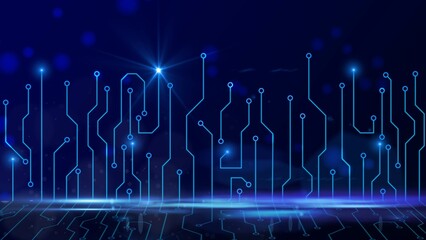 Abstract digital blue circuit background - technology, chip and innovation concept - 3D Illustration