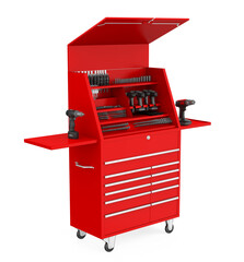 Red Tools Cabinet Isolated