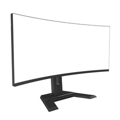 Ultra Wide Computer Monitor with Blank White Screen Isolated - 765515334