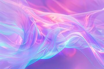 Colorful neon lines flow in a wavy pattern over a violet backdrop. - obrazy, fototapety, plakaty