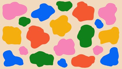 Memphis style colorful geometric background, retro, swirl spots