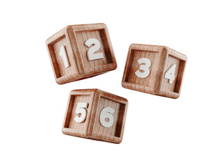 building block cube with number on it, on transparent background