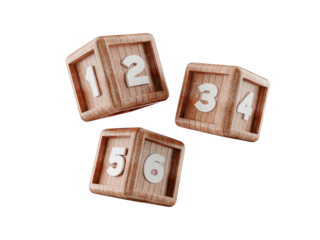 building block cube with number on it, on transparent background