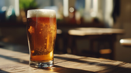 Close up of a glass of fresh beer