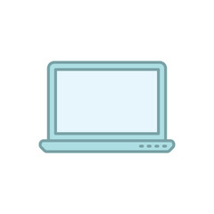 Blue Line Laptop Call vector icon