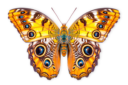 Beautiful Two-eyed Eighty-eight butterfly isolated on a white background with clipping path
