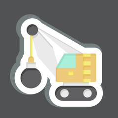 Sticker Demolition Crane. related to Construction Vehicles symbol. simple design editable. simple illustration