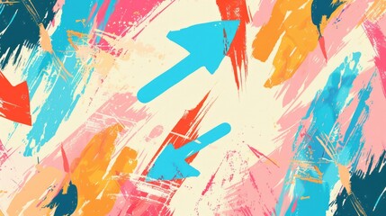 Dynamic Abstract Art with Bold Arrows in Vibrant Colors on Textured Background - AI generated