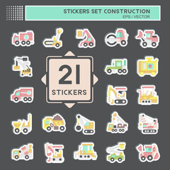 Sticker Set Construction Vehicles. related to Construction Machinery symbol. simple design editable. simple illustration