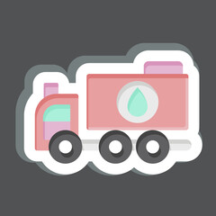 Sticker Water Truck. related to Construction Vehicles symbol. simple design editable. simple illustration