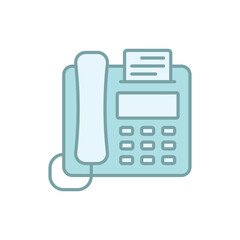 Blue Line Fax Machine Call vector icon - obrazy, fototapety, plakaty
