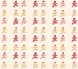 Seamless Gingerbread Cookies Pattern with Vintage Christmas Floral Decoration