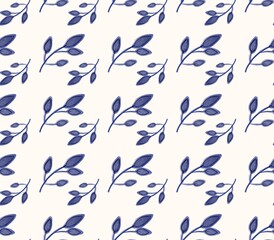 Floral blue color Leaves Seamless Pattern Wallpaper Illustration
