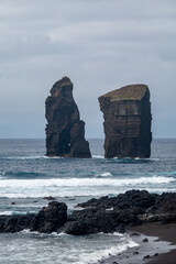 Mosteiros beach on the island of Sao Miguel in the Azores. Rock formation in coastline landscape - 765520929