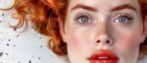  A photo of a lady with freckles on her face, showing freckles on both the cheeks and forehead