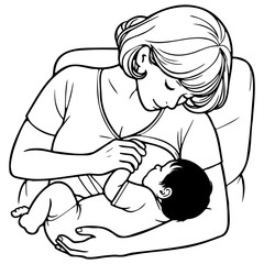Breastfeeding Line Illustration.