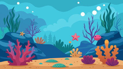 Naklejka na ściany i meble Exploring the Vibrant World Beneath Illustration of a Coral Reef
