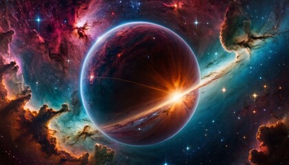 Obraz na płótnie Canvas spherical panorama. Space background with nebula and stars