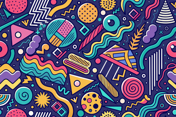 Colorful Line Doodle Seamless Pattern - Creative Mi
