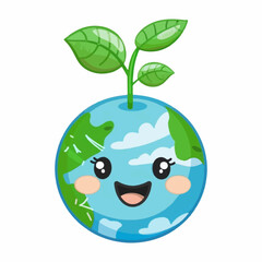 Obraz premium Cute globe illustration on a white background.