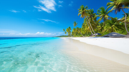 Fototapeta na wymiar A pristine tropical beach with turquoise waters 