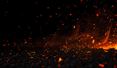 Fototapeta na wymiar Fire on black background.