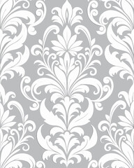 seamless white Celtic damask pattern on white background