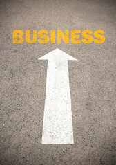 Text for BUSINESS. Concept on the road