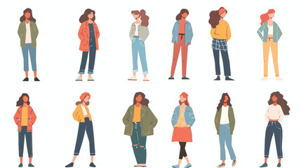 Young woman illustrations - Collection Flat vector 