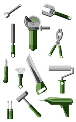 set of construction tools for home renovation