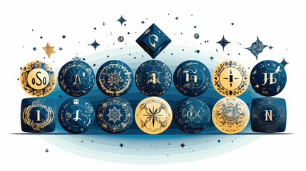 Zodiac horoscope with divination dice .. Flat vector - obrazy, fototapety, plakaty