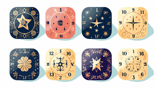 Zodiac horoscope with divination dice .. Flat vector