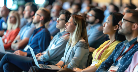 a group sitting in an audience at the world virtual business conference
